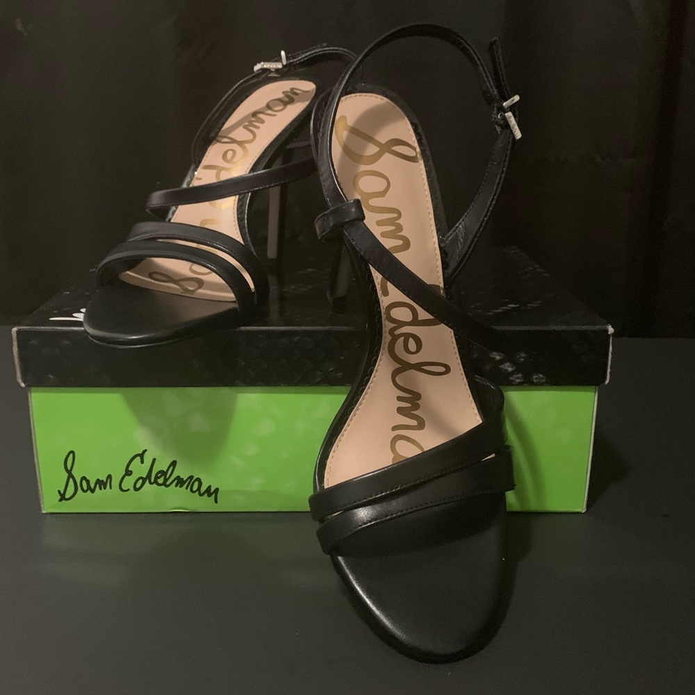 Sam Edelman Heels- new leather stiletto black 9.5